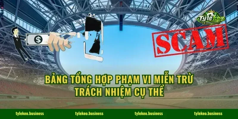 Bảng tổng hợp phạm vi miễn trừ trách nhiệm cụ thể